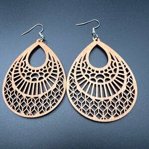 Artisan Wooden Teardrop Earrings